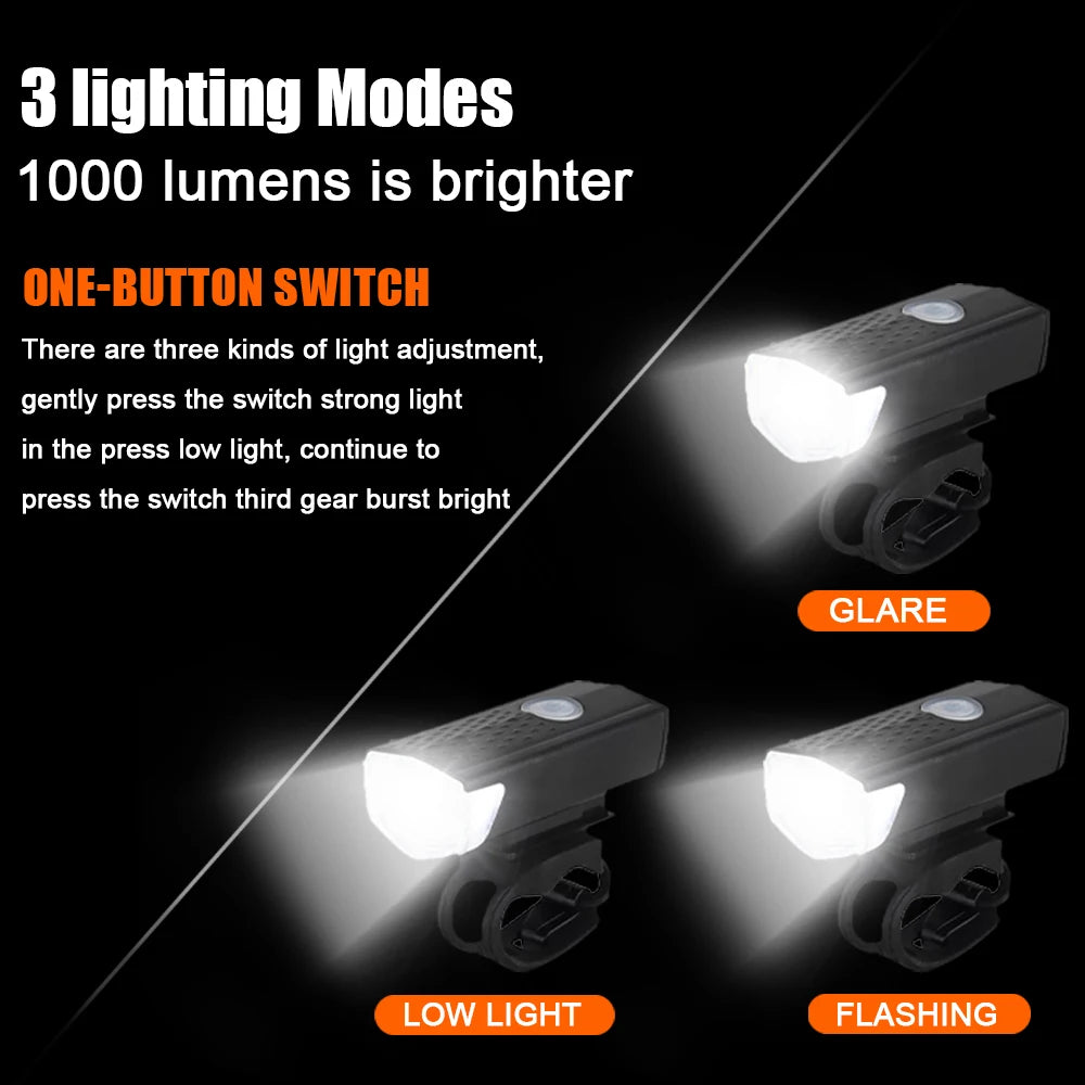 2218 Bike Light Set USB Rechargeable Front Light with Taillight Easy