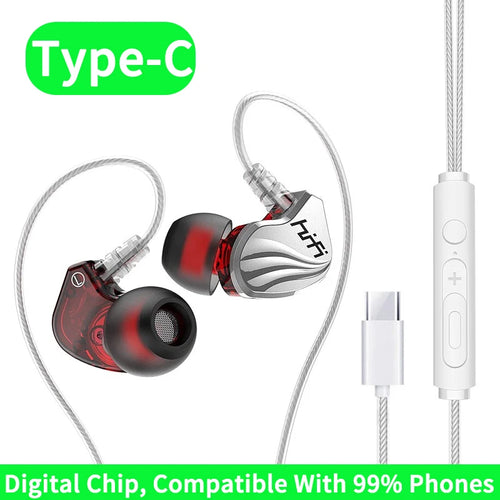 9D HIFI Heavy Bass Earphone 3.5MM AUX/Type-C Digital Chip 7.1 Surround