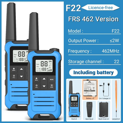 2PCS Baofeng F22 PMR FRS Mini Walkie Talkie Waterproof Type-C